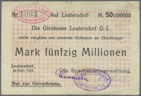 Leutersdorf, Sparkassenverwaltung, 50 Mio. Mark, Sept. 1923, 200 Mio. Mark, Okt. 1923, beide Nominalen nicht bei Keller, Erh. III