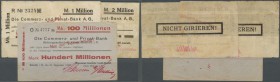 Oelsnitz i. V., Allgemeine Deutsche Credit-Anstalt, 1, 2 Mio. Mark, 1.8.1923, 100 Mio. Mark, 26.9.1923, Schecks auf Commerz- und Privatbank, alle 3 We...