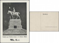 Oschatz, ehemal. 17er Ulanen, 1.- Mark, o. D. (1926), Baustein zum Denkmal, ungebrauchte hochformatige einfarbieg AK 96 x 142 mm, leicht eckrund, Erh....