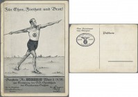 Sachsen, SA-Gausturm, 1 R.M., o. D. (um 1930), Baustein zur Errichtung der SA-Sportschule, ungebrauchte hochformatige AK 105 x 148 mm, mit Faks.Uschr....