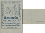 Zittau, Staatsbauschule, 1 Mark, o. D. (ca. 1925), Baustein für die Vereinigung zur Förderung, ungebrauchte hochformatige blaue AK 101 x 147 mm, leich...