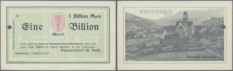 Alpirsbach, Bijouteriefabrik M. Beisse, 1 Billion Mark, 2.11.1923, ohne KN und U...