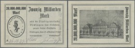 Böckingen, Stadtgemeinde, 20 Mrd. Mark, 25.10.1923, Reihe A, ohne farbigen Unterdruck der Wertziffer und ohne KN, mit Datum 26.10.1923 und Unterschrif...