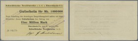 Ebersbach / Fils, Schwäbische Textilwerke AG, 1 Million Mark, 21.8.1923, links unten kleiner Eckmangel, Ausgabestelle weder bei Keller noch bei Karau ...