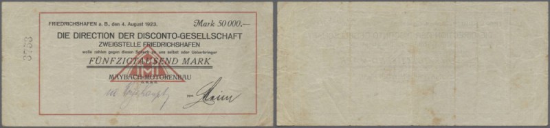 Friedrichshafen, Maybach-Motorenbau, 50 Tsd. Mark, 4.8.1923, Datum gedruckt, Erh...