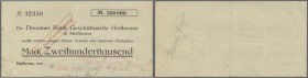 Heilbronn, Süddeutsche Carrosseriewerke Schebera AG, 200 Tsd. Mark, 25. (hschr.) 8.1923 (restl. Datum gestempelt), Kundenscheck der Dresdner Bank Heil...