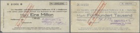 Heilbronn, C. Baresel AG, 500 Tsd. Mark, 29.8.1923, Datum handschriftlich, 1 Mio. Mark, 17.8.1923, Datum gestempelt, Schecks auf Handels- und Gewerbeb...