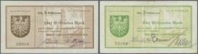 Isny, Gewerbe- und Landwirtschaftsbank, 3, 5 Mrd. Mark, 15.10.1923, Erh. III, II, total 2 Scheine