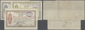 Künzelsau, Landwirtschafts- & Gewebebank, 1, 2, 5 Mio. Mark, 22.8.1923, Erh. III, total 3 Scheine