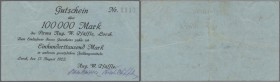 Lorch, Aug. W. Pfäffle, 100 Tsd. Mark, 17.8.1923, Gutschein, Erh. III, bei Keller nicht verzeichnet, Karau 6