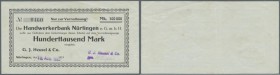 Nürtingen, G.J. Heusel & Co., 100 Tsd. Mark, 15.8.1923, Datum gestempelt, gedr. Scheck auf Handwerkerbank Nürtingen, Erh. III, bei Keller und Karau ni...