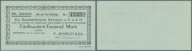 Nürtingen, P. Jenisch & Co., 500 Tsd. Mark, 10.8.1923, Scheck auf Handwerkerbank Nürtingen, Erh. II