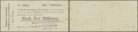 Nürtingen, Portland-Cementwerke Heidelberg-Mannheim-Stuttgart AG, Werk Nürtingen, 3 Mio. Mark, 24.8.1923, Datum gestempelt, Erh. III