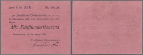 Ochsenhausen, Kreditbank, 500 Tsd. Mark, 24.8.1923, gedr. Eigenscheck, Erh. III-, Nominale nicht bei Karau