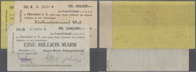 Oberndorf, Mauser-Werke AG, 100, 500 Tsd. (Litr. A), 1 Mio Mark, 10.8.1923, Gutscheine auf die Gewerbebank eGmbH, Erh. III, total 3 Scheine