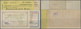 Oberndorf, Mauser-Werke AG, 100, 500 Tsd. Mark, 10.8.1923, 2 Mio. Mark, 20.8.1923, 5 Mio. Mark, 25.8.1923, Gutscheine auf die Bankkommandite Blum & Co...