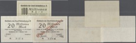 Rottenburg, Stadt, 20, 100 Mio. Mark, 1.10.1923, 1 Mrd. auf 20 Mio. Mark, o. D., Erh. II-III, total 3 Scheine