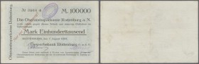 Rottenburg, Gewerbebank, 100 Tsd. Mark, 7.8.1923, Scheck auf Oberamtssparkasse, Erh. III