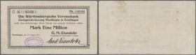 Reutlingen, G. M. Eisenlohr GmbH, 1 Mio. Mark, 25.8.1923, Scheck auf Württembergische Vereinsbank, Erh. II-III
