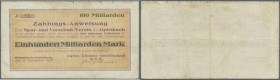 Rötenbach-Alpirsbach, Alpira-Elektro-Gesellschaft mbH, 100 Mrd. Mark, 10.11.1923, vollständig gedruckte Anweisung auf den Spar- und Vorschuß-Verein Al...