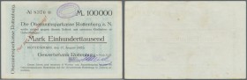 Rottenburg, Gewerbebank, 100 Tsd. Mark, 17.8.1923, Scheck auf Oberamtssparkasse, Erh. II-