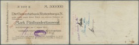 Rottenburg, Oberamtssparkasse, 100 Tsd. Mark, 7.8.1923, Scheck auf Gewerbebank, Erh. III