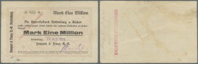 Rottenburg, Fouquet & Frauz AG, 1 Mio. Mark, 24.8.1923 (Datum gestempelt), Scheck auf Gewerbebank, Nominale nicht bei Karau, Erh. III