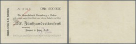 Rottenburg, Fouquet & Frauz AG, 500 Tsd. Mark, 31.8.1923 (Datum gestempelt), Scheck auf Gewerbebank, Nominale nicht bei Karau, Erh. II-