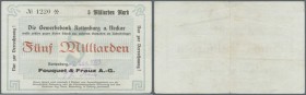Rottenburg, Fouquet & Frauz AG, 5 Mrd. Mark, 2.11.1923 (Datum gestempelt), Scheck auf Gewerbebank, weißes Papier, Erh. III-