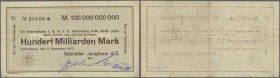 Schramberg, Gebr. Junghans AG, 100 Mrd. Mark, 2.11.1923, Scheck auf Gewerbebank, Erh. III-IV