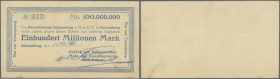 Schramberg, Gräflich von Bissingen'sches Mühl- und Dampfsägewerk, 100 Mio. Mark, 20.10.1923 (Datum gestempelt), Erh. II-, Datum nicht bei Karau