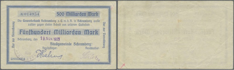 Schramberg, Stadtgemeinde, 500 Mrd. Mark, 19.11.1923 (Datum gestempelt), gedruck...