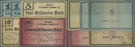 Sontheim, Gemeinde, 1 (2, KN-Varianten), 5, 10, 20 Mrd. Mark, 30.10.1923, Erh. II (4), IV, total 5 Scheine