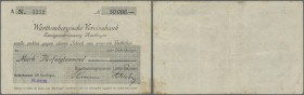 Unterhausen, Baumwollspinnerei, 50 Tsd. Mark, 18.8.1923 (Datum gestempelt), Scheck auf Württembergische Vereinsbank Reutlingen, Erh. III-