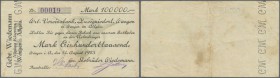 Wangen, Gebrüder Wiedemann, Allgäuer Käsereien, 100 Tsd. Mark, 14.8.1923, vollständig gedruckter Scheck auf Wrt. Vereinsbank, mit Bandperforation ”G.W...