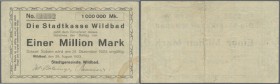 Wildbad, Stadtgemeinde, 1 Mio. Mark, 29.8.1923, gedr. Schein auf Stadtkasse Wildbad, Erh. III