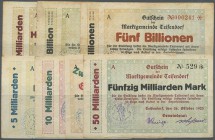 134 Notgeldscheine meist aus 1918 / 1922 / 1923, ohne die üblichen Serien- und Kleingeldscheine, mit etlichen mittleren Stücken wie 7 x Teisendorf bis...