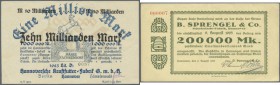 Hochinflation, 9 bessere Scheine, mit Alfeld, KSK, 10 Mrd. Mark, Goslar / Langelsheim, Chem. Fabrik, 10 Mrd. auf 500 Mio. Mark, Hannover. Kraftfutter,...