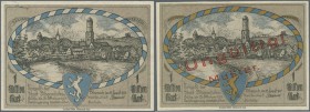 Biberach, Oberamtsbezirk, je 2 x 10, 50 Pf., 1.1.1918, Unterschiede im Wappen, Stadt, 2 x 500 Tsd. Mark, 25.8.1923, einmal mit doppelter KN, 11 x 1 Mi...