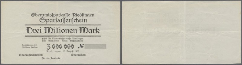 Riedlingen, Oberamtssparkasse, 500 Tsd., 1, 2, 3 Mio. Mark, 12.8.1923, Uschr. ha...
