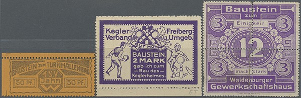 Spendenmarken und Baustein-Marken, ca. 240 fast ausschließlich deutschsprachige ...