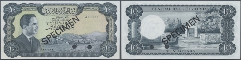 Jordan: 10 Dinars ND SPECIMEN, P.16s in perfect UNC condition. rare examplae of ...