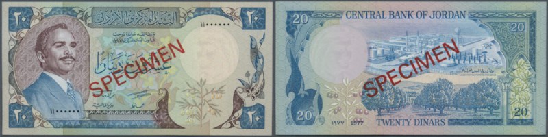 Jordan: 20 Dinars 1977 SPECIMEN, P.22as in UNC condition. Highly rare and one of...