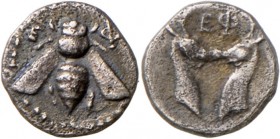 Ephesos : AR Diobol, 0,93g, ca. 390-320 v. Biene zwischen Ε-Φ // Ε-Φ 2 Hirschköpfe einander zugewandt, vz.