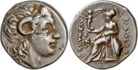 THRAKIEN Lot 4 Münzen:– Könige: Lysimachos (305 – 281 v.): Drachme, 4,26g, Mzst. Ephesos, 297-284 v. Kopf des Herakles/Alexander mit Ammonshorn r. / Β...