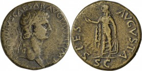Claudius (41 - 54): AE Sesterz, 21,87 g. Kopf r. // Spes gehend l. RIC 99. sehr schön.