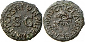 Claudius (41 - 54): AE Quadrans, 3,27 g, 42 n.. TI CLAVDIVS CAESAR AVG, Hand, Waage haltend, dazwischen PNR // PON M TR P IMP PP COS II um SC. RIC 91....
