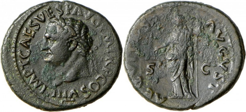 Titus (69 - 79 - 81): AE As, 11,14 g, 78/9 n. unter Vespasian: IMP T CAES VESP A...