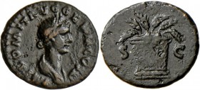 Domitian (69 - 81 - 96): AE Quadrans, 2,16 g, 85 n. IMP DOMIT AVG GERM COS XI, Büste der Ceres r. // Korb mit Ähren zwischen S - C. RIC 315. gutes ss....
