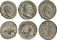 Philippus II. (244 - 247 - 249): Lot von 3 Antoninianen: SAECVLARES AVGG Löwe nach rechts (RIC 12), PHilippus II. als Caesar (244-247), PRINCIPI IVVEN...